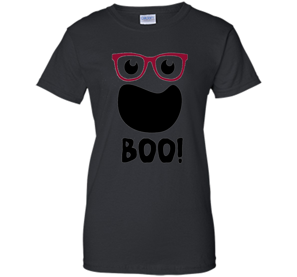 Halloween Ghost with Hipster Glasses  t-shirt Ladies Custom