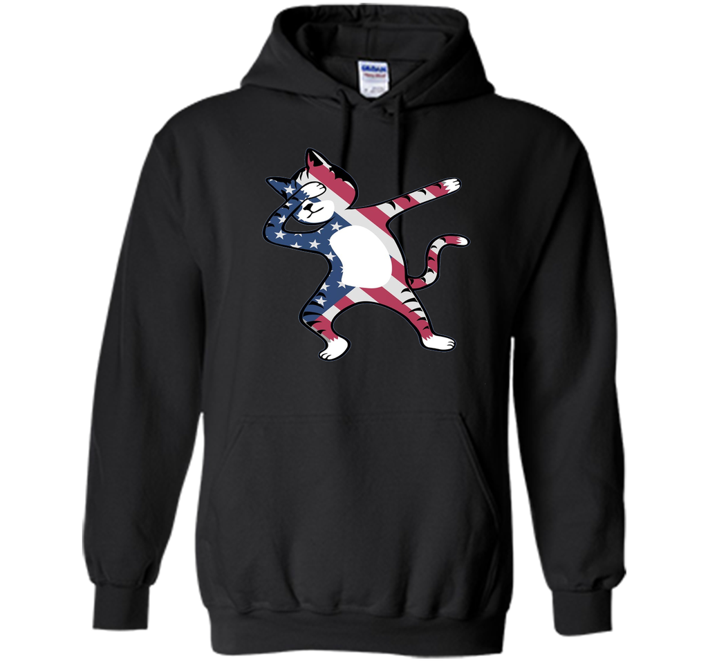 Funny Dabbing Cat American Flag Shirt 4th of July Clothing
