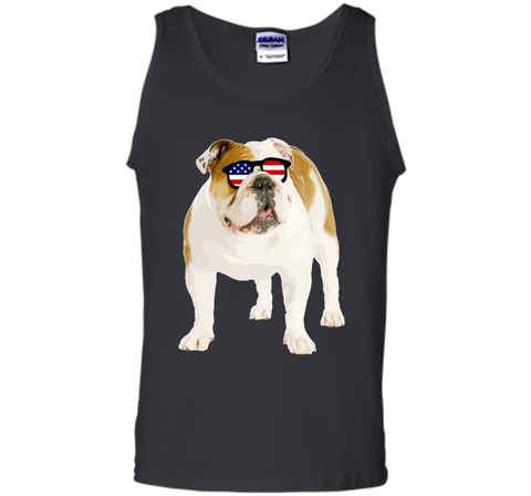 Patriotic Bulldog American Flag Sunglasses 4th of July Shirt