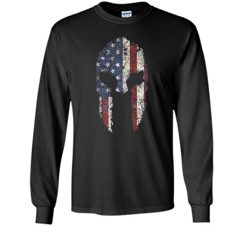 American Spartan Warrior Helmet Patriotic Flag T-Shirt
