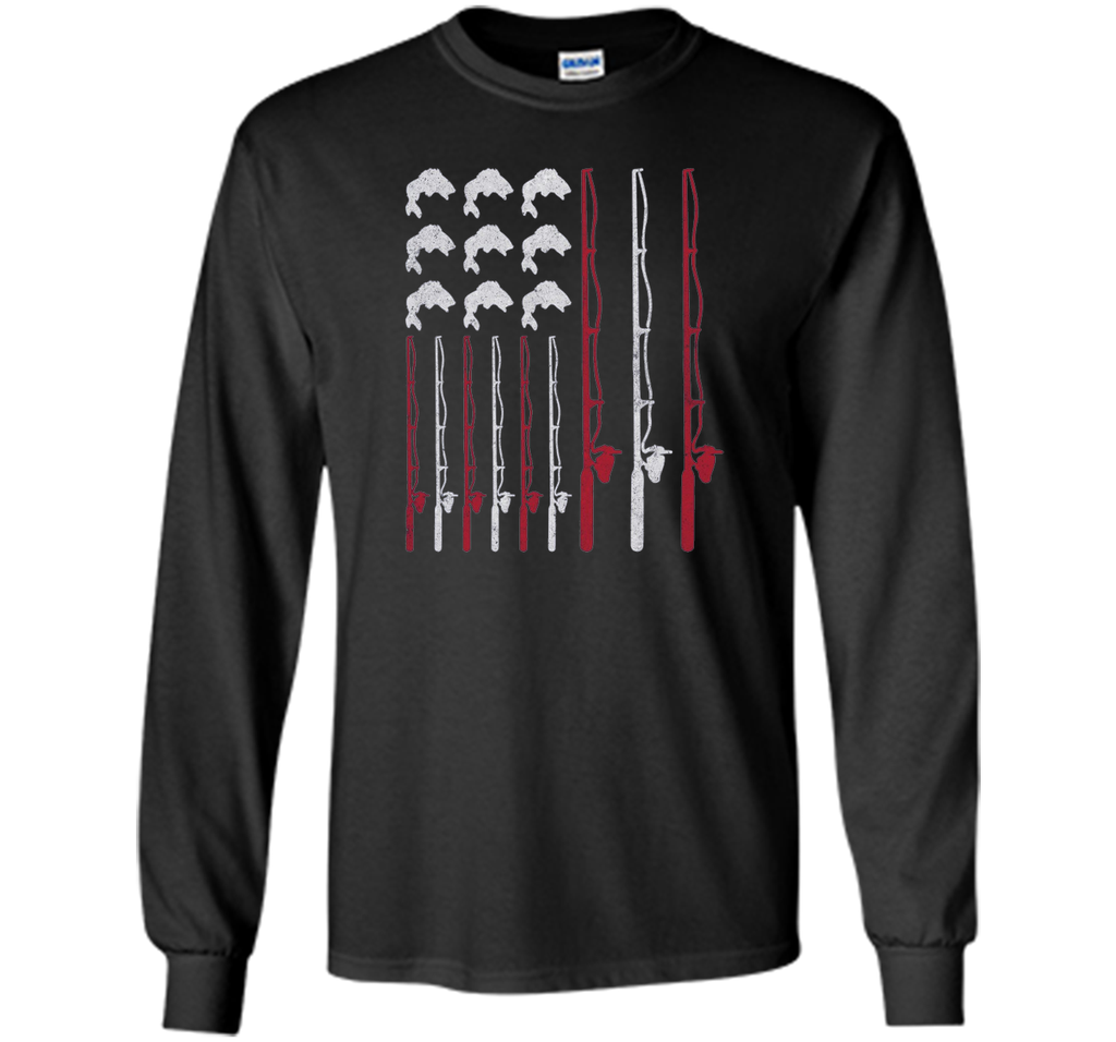 USA Fishing Rod & Bass American Flag Fishing T Shirt