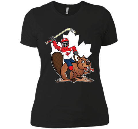 Canadian Maple Leaf Tee - Hockey Player Riding Beaver Shirt
