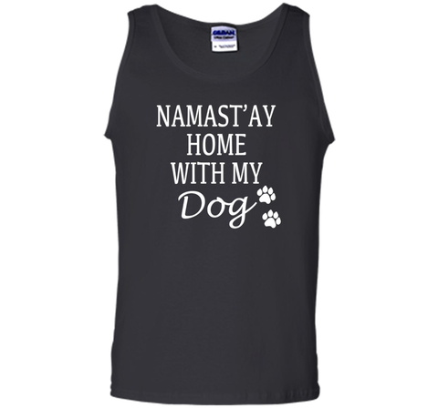 Namastay At Home With My Dog Funny Yoga Twist T-Shirt