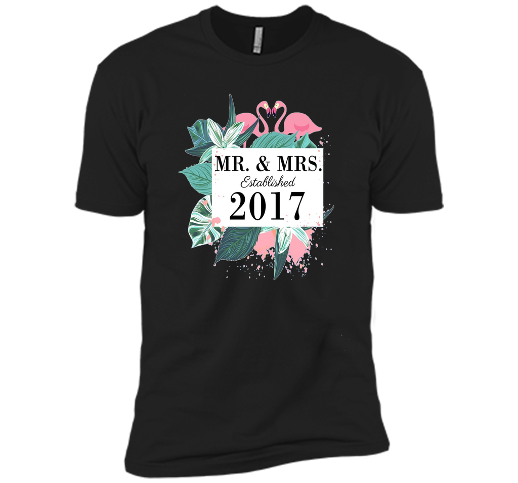 Mr.& Mrs. est.2017 Anniversary T-Shirt for Flamingo lovers