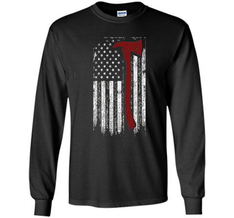Distressed Firefighter Red Line USA Flag Graphic Shirt