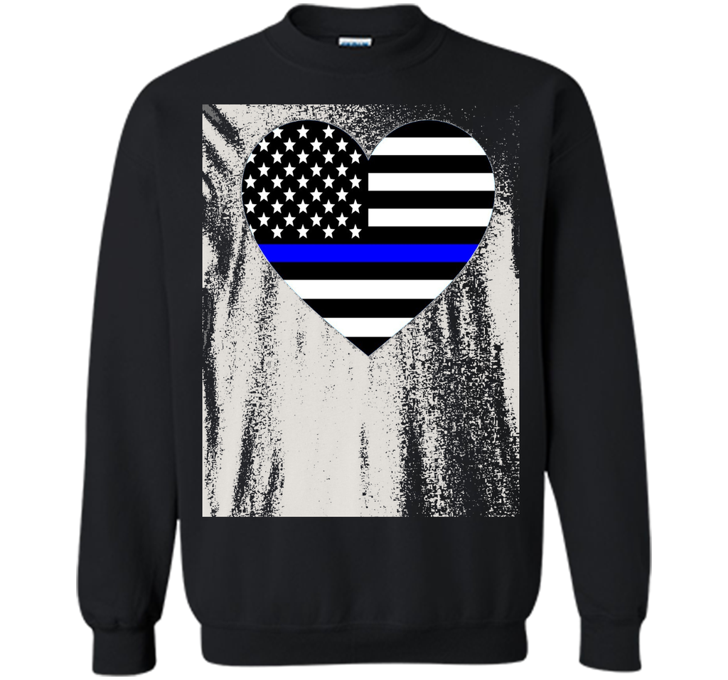 Thin Blue Line Police Support Love Heart T-shirt.