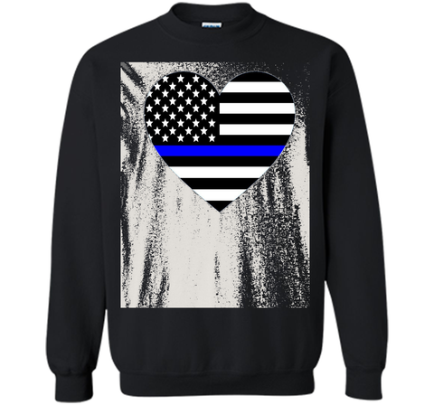 Thin Blue Line Police Support Love Heart T-shirt.