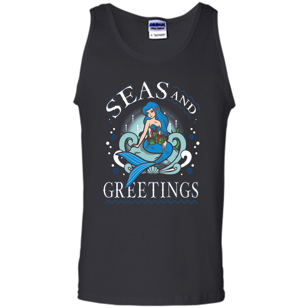 Pretty Mermaid Christmas T-shirt Seas And Greetings Fun