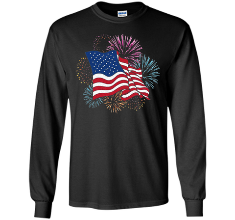 American Flag Patriotic T-Shirt Fireworks