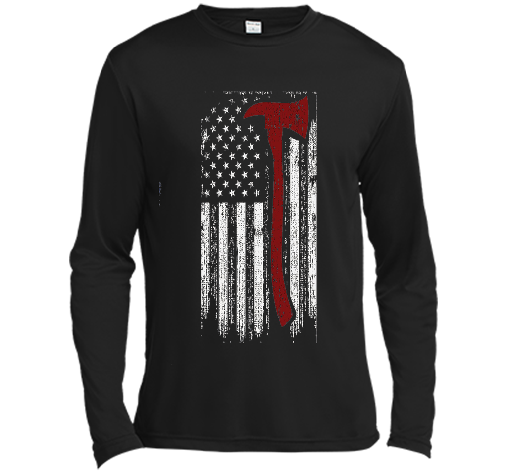 Distressed Firefighter Red Line USA Flag Graphic Shirt