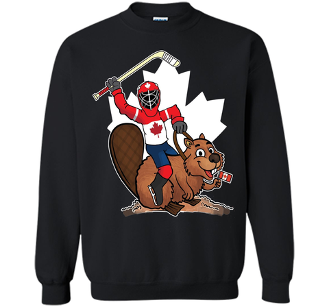 Canadian Maple Leaf Tee - Hockey Player Riding Beaver Shirt