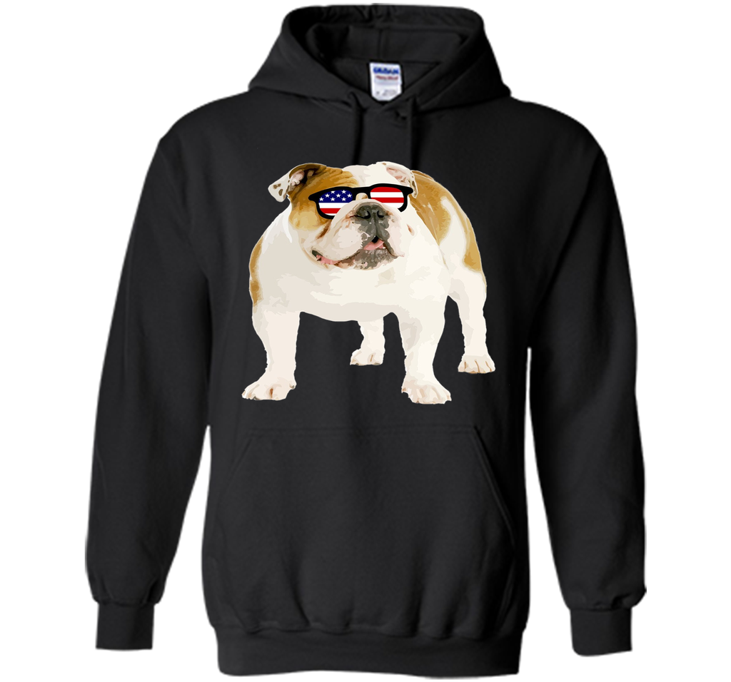 Patriotic Bulldog American Flag Sunglasses 4th of July Shirt
