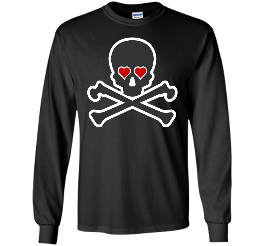 Skull and Crossbones Heart Eyes Shirt Cool Pirate T-Shirt