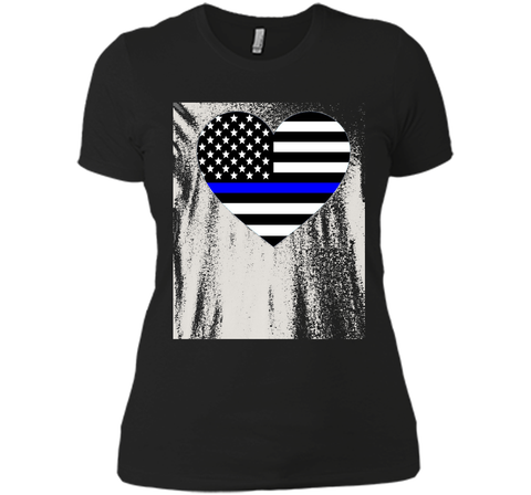 Thin Blue Line Police Support Love Heart T-shirt.
