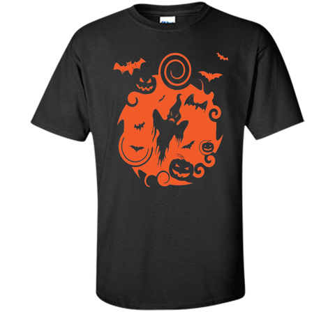 Abstract Halloween Pumpkins Bats Ghost Scene Tee Shirt Custom Ultra Cotton