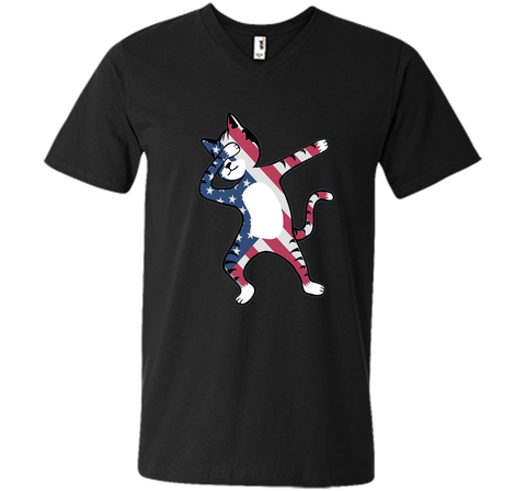 Funny Dabbing Cat American Flag Shirt 4th of July Clothing