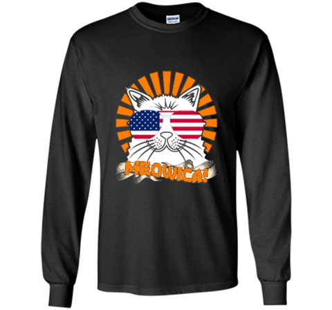 Cat 4th of July Meowica Shirt Funny Patriotic Cat Sunglasses