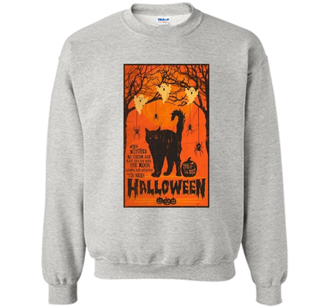 Vintage Style Black Cat, Ghost, Spiders Halloween Sweatshirt