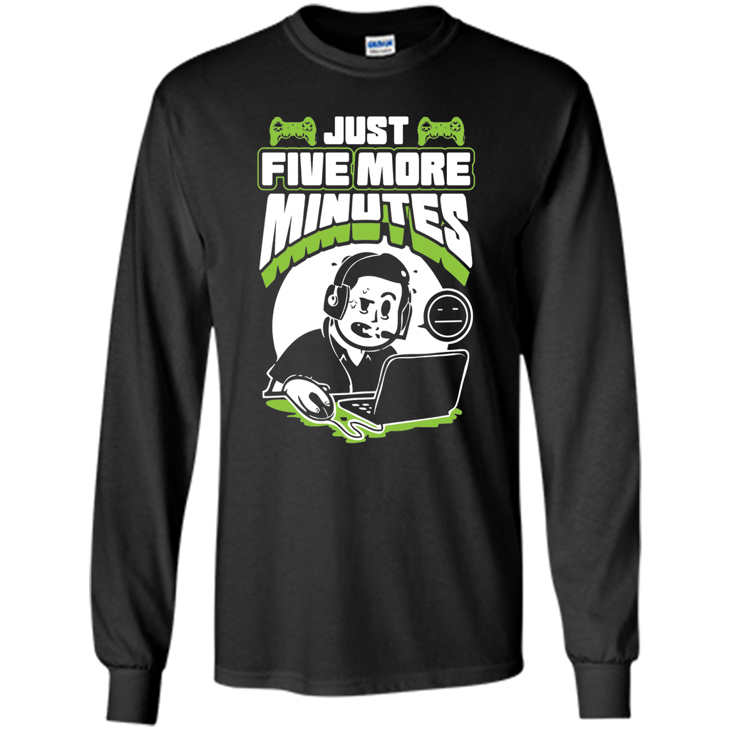 just five more minutes funny gamer shirt gaming t-shirts