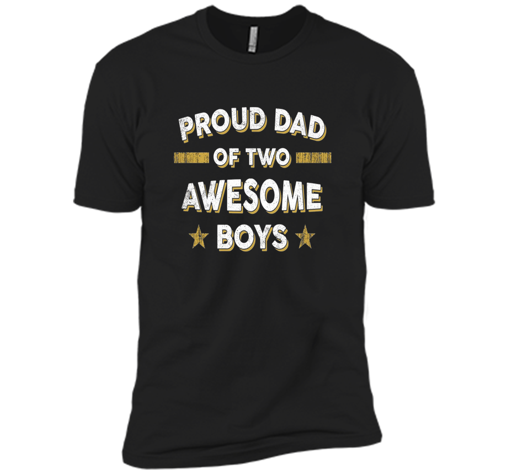 Men's Proud Dad of 2 Two Awesome Boys T Shirt (Father Papa Daddy)