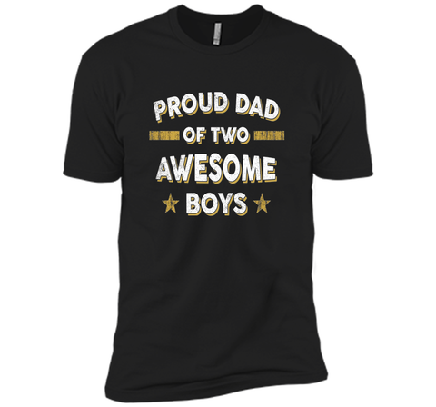 Men's Proud Dad of 2 Two Awesome Boys T Shirt (Father Papa Daddy)