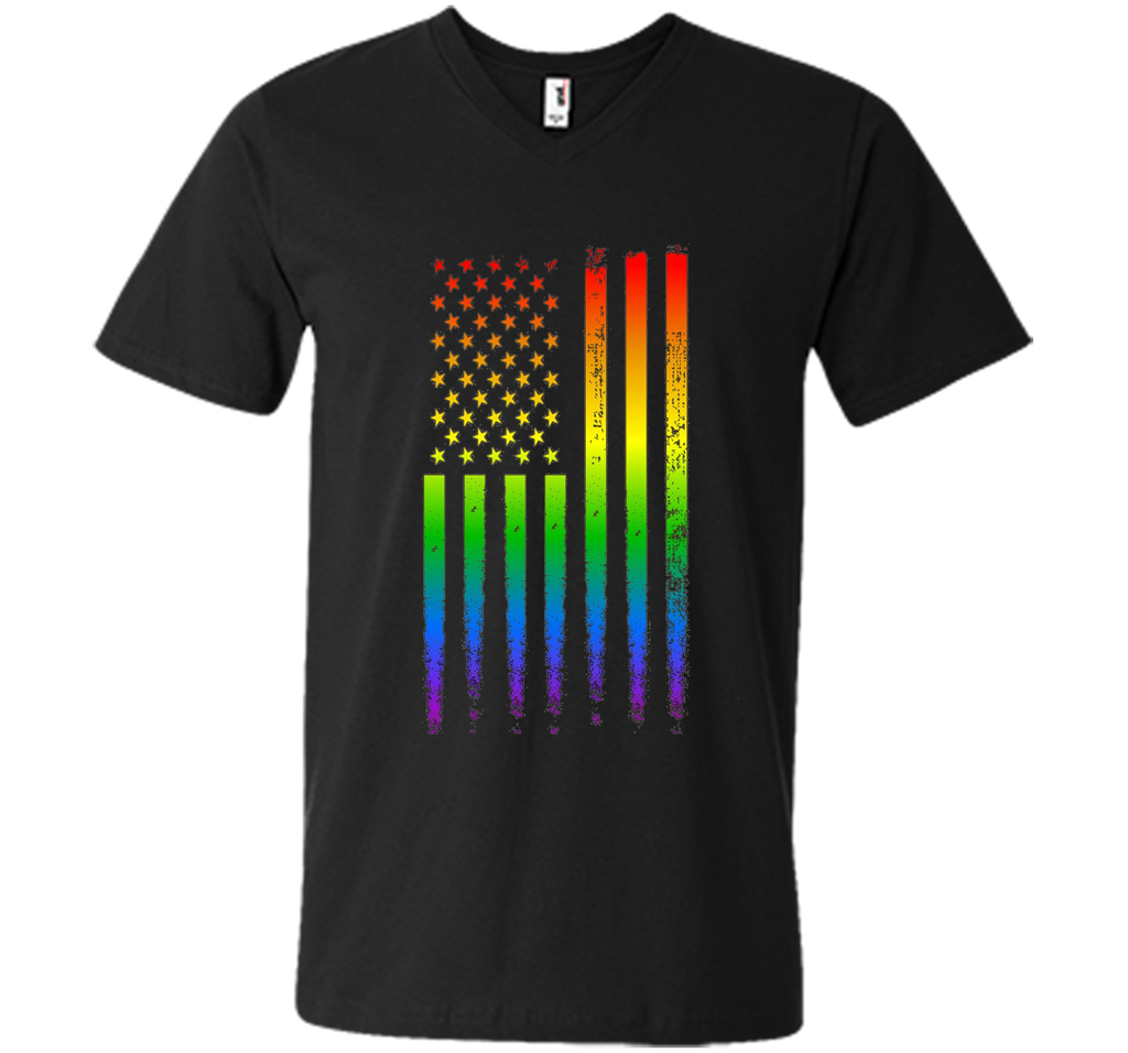 LGBT American Flag Pride Rainbow T Shirt Gay Lesbian Trans