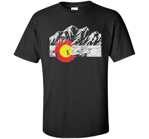 Colorado Flag Moutain Vintage T Shirt - Colorado Day Shirts