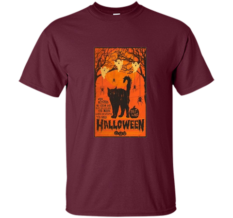 Vintage Style Black Cat, Ghost, Spiders Halloween T- Shirt Custom Ultra Cotton