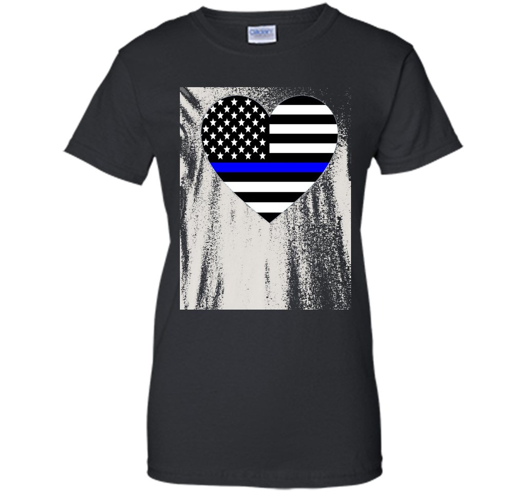 Thin Blue Line Police Support Love Heart T-shirt.