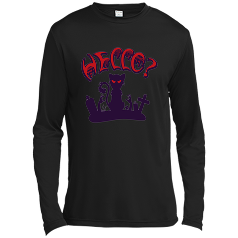black cat say hello halloween Long Sleeve Moisture Absorbing Shirt