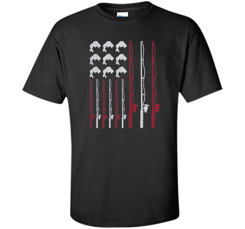 USA Fishing Rod & Bass American Flag Fishing T Shirt