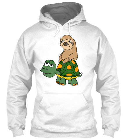 Funny Funky Sloth Riding on Turtle Cartoon