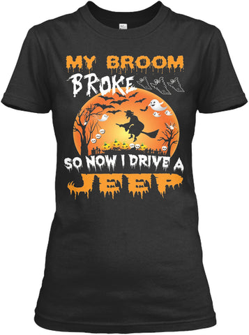 My Broom Broke Drive Jeep Halloween Tees