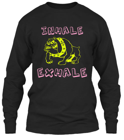 INHALE EXHALE FUNNY BULLDOG T-SHIRT