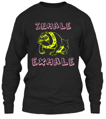 INHALE EXHALE FUNNY BULLDOG T-SHIRT