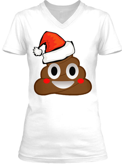 Funny Emoji Santa Hat Christmas Poop Shirt
