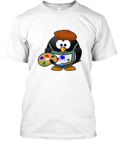 Cute Cartoon Painter Penguin