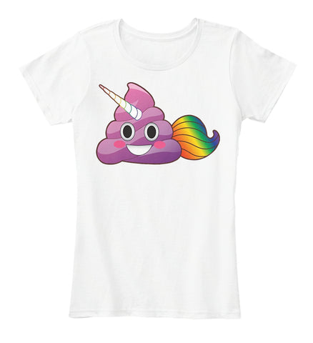 Cute Magical Unicorn Poop Emoji with Rainbow Tail