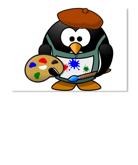 Cute Cartoon Painter Penguin