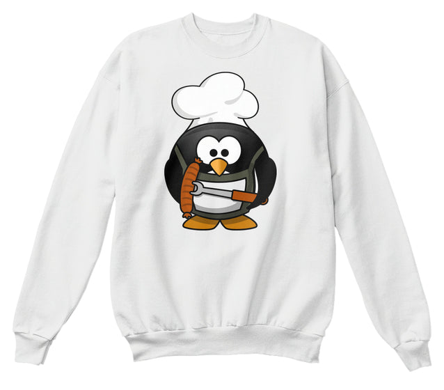 Funny Cartoon Grilling Penguin