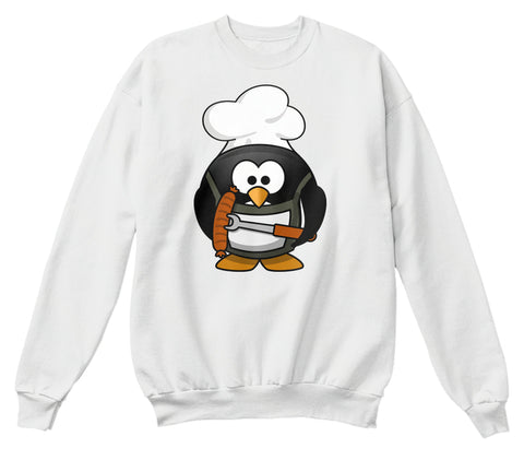 Funny Cartoon Grilling Penguin