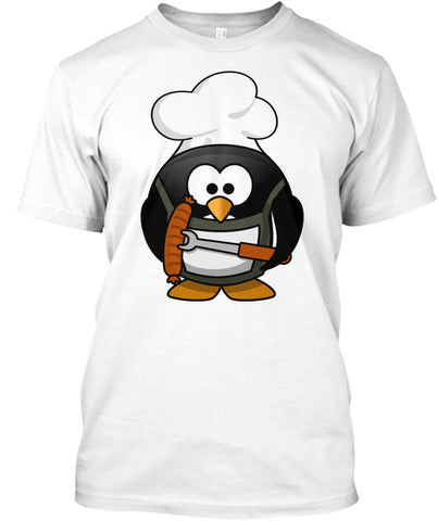 Funny Cartoon Grilling Penguin