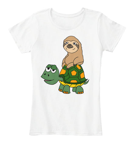 Funny Funky Sloth Riding on Turtle Cartoon