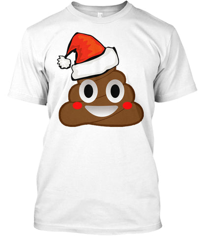 Funny Emoji Santa Hat Christmas Poop Shirt