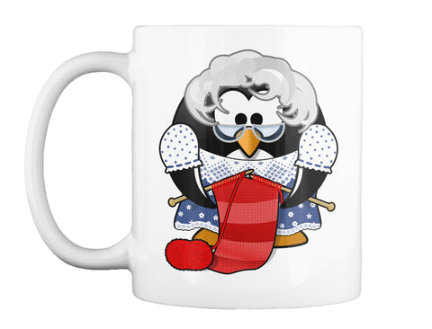 Cute Grandma Penguin Knitting Cartoon