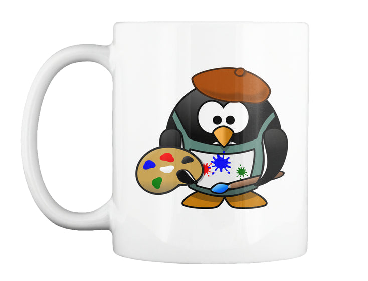 Cute Cartoon Painter Penguin