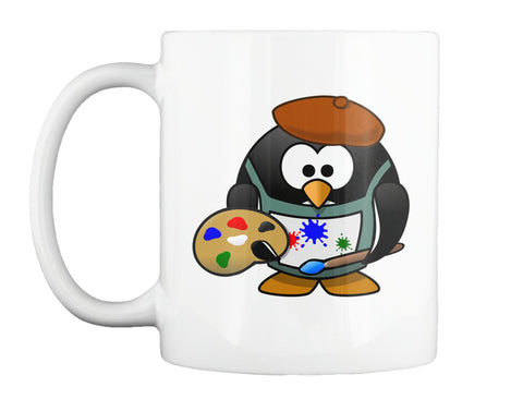Cute Cartoon Painter Penguin