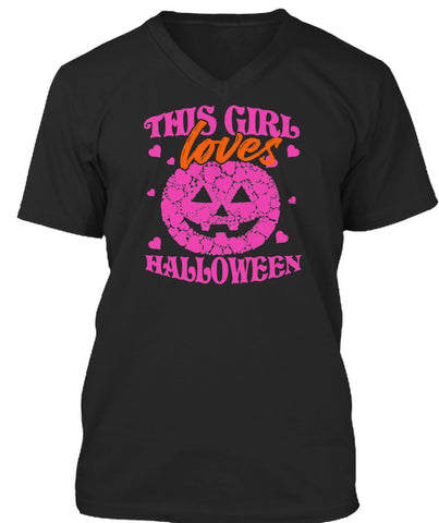 THIS GIRL LOVES HALLOWEEN T SHIRT PINK