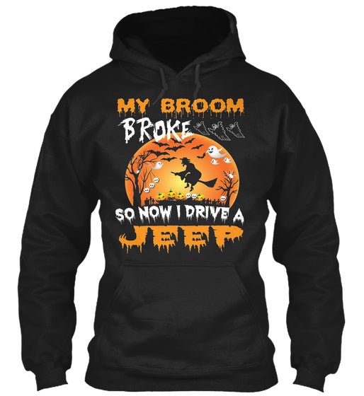 My Broom Broke Drive Jeep Halloween Tees