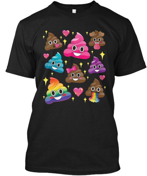 Cute Girl Rainbow Emoji Poop T-Shirt